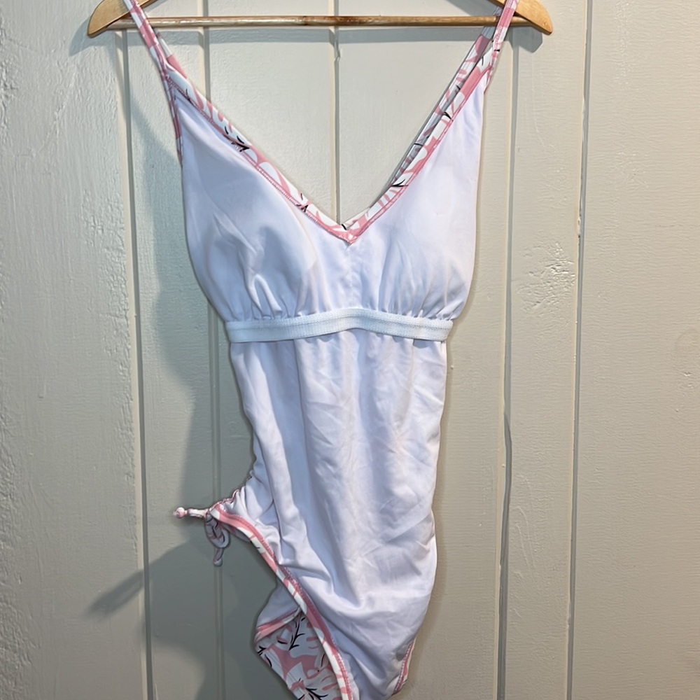 Kona Sol One Piece Swimsuit Pink and White - Picture 7 of 10